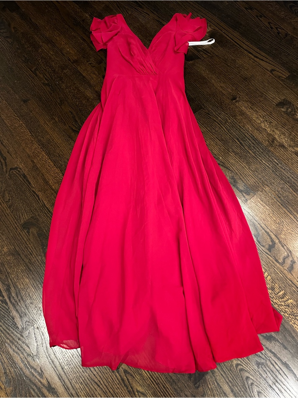 David's Bridal flutter-sleeve full-skirt chiffon bridesmaid Dress